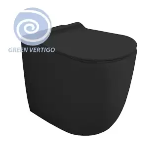 Simas Vignoni Унитаз напольный 56х36,5см., безободковый, слив универсальный, смыв TORNADO (green vertigo), цвет: черный матовый