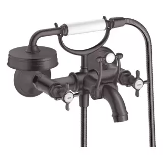 Axor Montreux Смеситель для ванны, настенный, с ручным душем, цвет: шлифованный черный хром