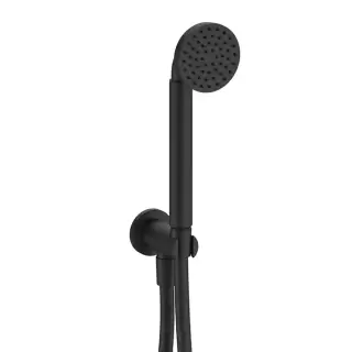 Fantini Icona Classic Душевой набор: ручная лейка со шлангом и держателем,круглая розетка, выпуск 1/2, цвет: Deep Black PVD