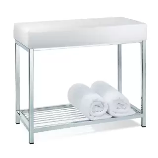 Decor Walther DW 77 Скамья с полочкой 60x30x52см, напольная, цвет: хром / белый