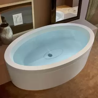 Gruppo Treesse EOS 190 Ванна 190x110xh66 см.гидромассаж и аэромассаж с цифровой системой, отдельностоящая, системой дезинфекции, с круговой панелью, цвет: белый, сливноой системой и системой дезинфекции, со сливной  колонкой, с уровнем датчика воды и круг