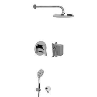 Carlo Frattini Wellness Душевой комплект с верх душем &Oslash;250мм, наст держ 350мм, душевым комплектом, смес встр на 2 источн, внутр часть, цвет: хром