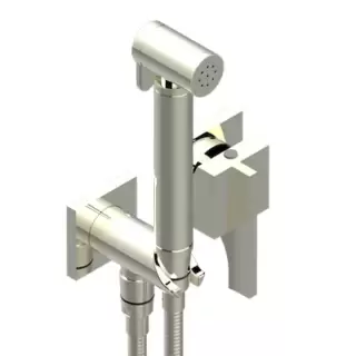 THG Hamptons Гигиенический душ в комплекте с встраиваемым однорычажным смесител, шланг 125см, держатель, с подвод воды, внешн часть, цвет: Polished nickel