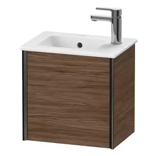 Duravit XViu Тумба подвесная 41x29x40см, с раковиной, 1 дверь, (петли слева), цвет: walnut dark/черный матовый