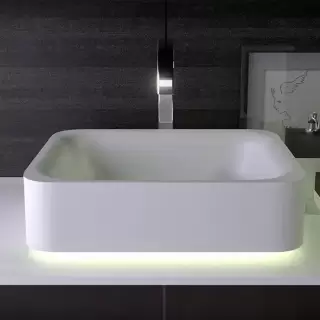 KNIEF Shine Раковина 50х40х15 см, без отв., накладная, без перелива, с LED подсветкой, цвет: белый матовый