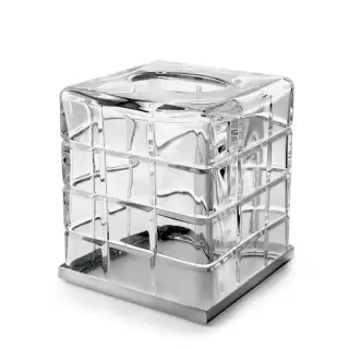 3SC Palace Контейнер для бумажных салфеток настольный 13хh15х13 см, цвет: прозрачный хрусталь/никель сатинированный черный матовый
