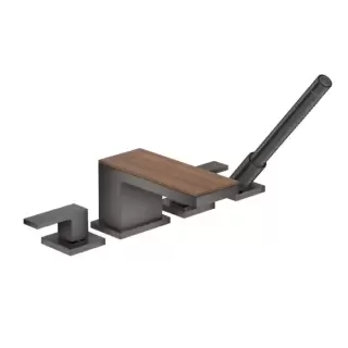 Axor MyEdition Смеситель на край ванны на 4 отв, издив 200мм (без панели), внешняя часть, цвет: полированный черный