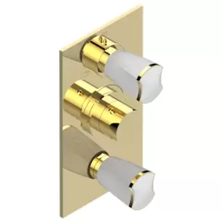 THG Infini Porcelaine Blanche Смеситель для душа, встраиваемый, термостатический, с запор вентил, с переключателем, на 2 полож, внешн часть, цвет: Matt gold PVD