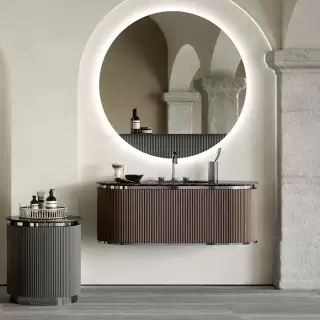 Oasis Naos Композиция №4 Комплект мебели 126х56xh45см, подвесной, мраморный топ nero marquinia, цвет: орех трубчатый/хром