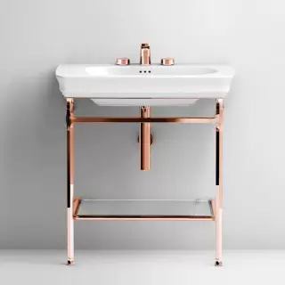 Artceram Civitas Металическая структура Quadra 55х44хh80,5см, полка стекло, напольная, цвет: розовое золото