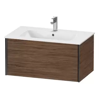 Duravit XViu Тумба подвесная 81x48x40см, с раковиной, 1 ящик, цвет: walnut dark/черный матовый