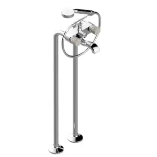 THG Nihal Porcelaine Ivoire Смеситель для ванны, напольный, с ручным душем и шлангом 150см., цвет: Хром