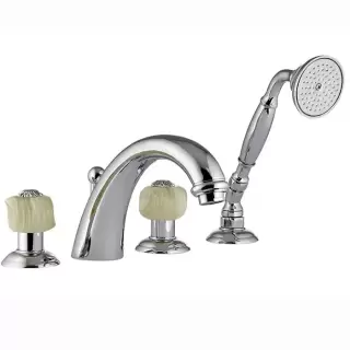 Nicolazzi Onice Смеситель на борт ванны, 4 отв., излив: 223 мм, с ручным душем, цвет:хром