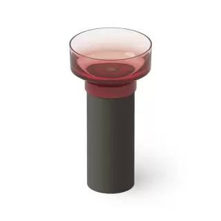 Dea Design Robust type Раковина 48x48x90см., напольная, без отв., Glasstech, прозрачная смола, цвет: чаша pomegranate/пьедестал graphite