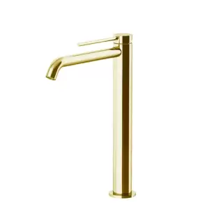Gattoni Circle Two Смеситель для раковины высокий 302 мм, на 1 отверстие, излив 195 мм, с донным клапаном, цвет: золото