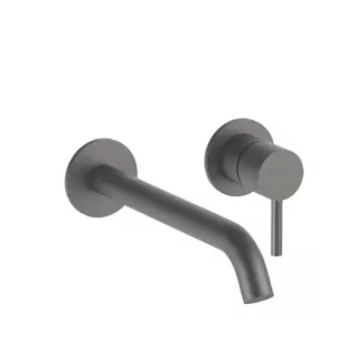 Fantini Nostromo Смеситель для раковины, встраиваемый, на 2 отв, без донного клапана, излив 200мм (наружняя часть), цвет: Matt Gun Metal PVD