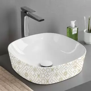 Artceram Ghost Раковина &Oslash;42 см, без отв., без перелива, на столешницу, цвет: белый глянцевый, декор: El moro