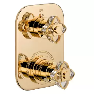 THG Petale De Cristal Clair Lisere Dore Смеситель для душа встраиваемый, термостатический, с переключателем на 2 полож, внешн часть, цвет: полир золото