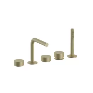 Fantini AF/21 Набортный смеситель для ванны, 5 отв., излив: 155мм, цвет: Matt British Gold PVD