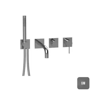 Almar Modular Смеситель для ванны, настенный, с ручным душем, цвет: Gun Metal Brushed PVD