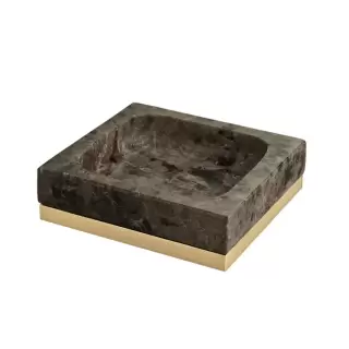 3SC Palace Marmo Мыльница настольная, цвет: мрамор Emperador dark/золото 24к.
