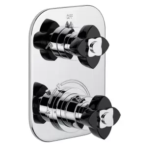 THG Petale de Cristal noir Смеситель для душа, термостатический, с переключателем на 2 потока, цвет: хром/черный хрусталь