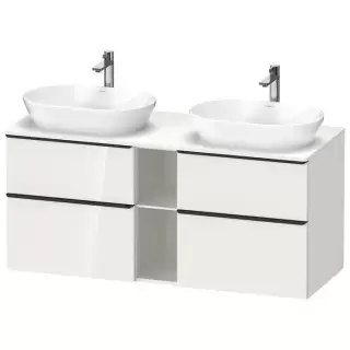 Duravit D-Neo Тумбочка подвесная 64.4x140x55 см, 2 раковины, 2 ящика, цвет: белый высокоглянцевый