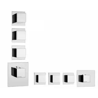 Bossini Cube Термостат для душа, встраиваемый, с девиаторм/запорным вентилем на 3 - 6 выходов, уст-ка верт/гор., цвет: хром