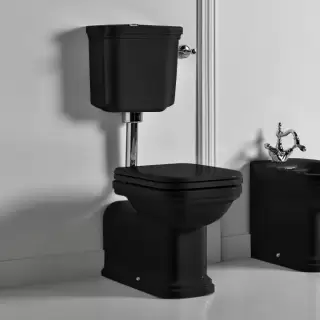 Kerasan Waldorf Унитаз напольный удлиненный c низким бачком, трубой, цвет: черный/хром