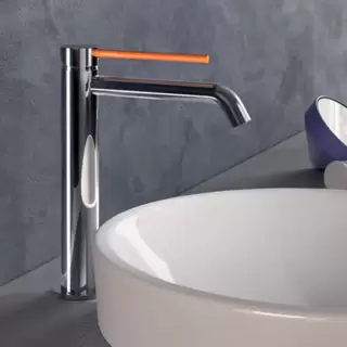 Gattoni Circle Two Смеситель для раковины высокий 227 мм, на 1 отверстие, излив 155 мм, с донным клапаном, цвет: хром