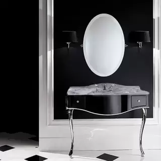 Devon&Devon Audrey, Комплект мебели мрамор: bianco carrara, ножки хром, напольный, Цвет: чёрный с белым кантом