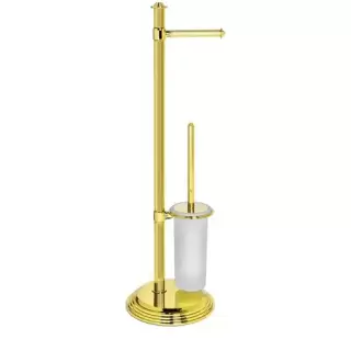 Colombo Hermitage Стойка с аксессуарами 73см, туалетный ерш, держатель т/б, цвет: PVD золото/матовое стекло