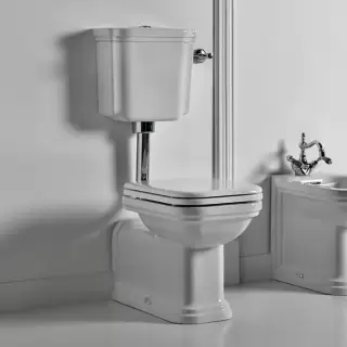 Kerasan Waldorf Унитаз напольный удлиненный 65х37см c низким бачком, трубой, цвет: белый/хром