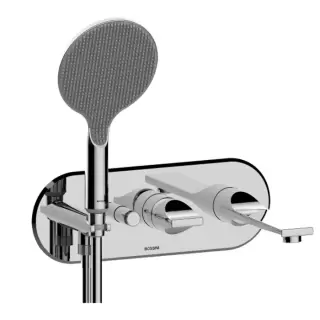 Bossini Apice Смеситель для ванны, встраиваемый, на 2 выхода,с ручным душем и шлангом 150см., внешняя часть, цвет: хром