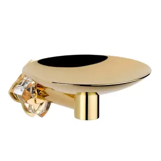 THG Pétale de cristal clair Мыльница металлическая &oslash; 15см., подвесная, цвет: золото/прозрачный хрусталь