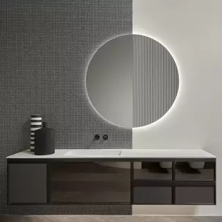 Antonio Lupi Bemade Комплект подвесной мебели с тумбами под раковину, раковиной PODIO90, зеркалом с подсветкой, 90 см, цвет: Rovere Ardesia