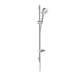 Hansgrohe Raindance Select E Душевой набор: штанга 90см., ручной душ 120, 3jet (Rain, RainAir, WhirlAir), EcoSmart, мыльница, шланг, цвет: белый/хром