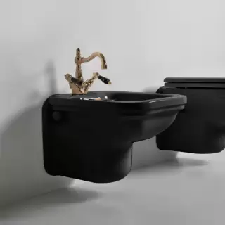 Kerasan Waldorf Биде подвесное с 1 отв. под смеситель 55х37см, цвет: черный/бронза