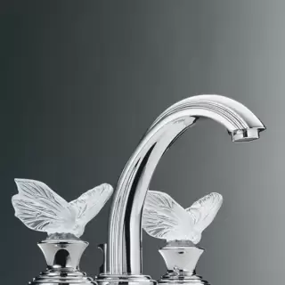 THG Papillon Смеситель для раковины, 3 отв., цвет: хром/прозрачный хрусталь