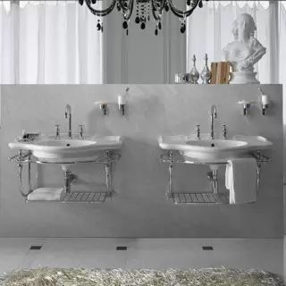 Globo Paestum Консоль латунная подвесная 90х60хh60см, с раковиной на 1 отв., с комплектом креплений, цвет: хром