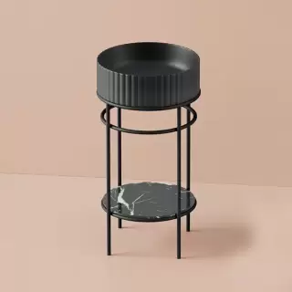 Artceram Vogue Металлическая структура &Oslash;44хh72,5см, напольная, с раковиной, с мраморной полочкой, цвет: черный матовый
