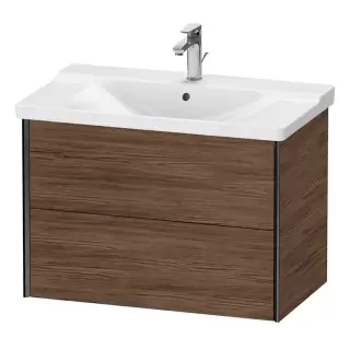 Duravit XViu Тумба подвесная 81x46.9x56.5см, с раковиной, 2 ящика, цвет: walnut dark/черный матовый