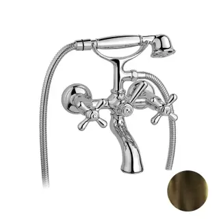 Nicolazzi Nuova Brenta Смеситель для ванны, настенный, с 2мя ручками, с  душевой лейкой, цвет: тёмная бронза