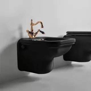 Kerasan Waldorf Биде подвесное с 1 отв. под смеситель 55х37см, цвет: черный/золото