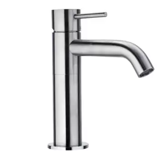 Bossini Inox Однорычажный Смеситель для раковины на 1 отв., из нержавеющей стали без донного клапана, цвет: глянцевая сталь