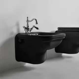 Kerasan Waldorf Биде подвесное с 1 отв. под смеситель 55х37см, цвет: черный/хром