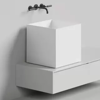 Salini Armonia Square 03 Раковина накладная 45х45х45см., без отв., мат-л: S-Stone, цвет: белый матовый