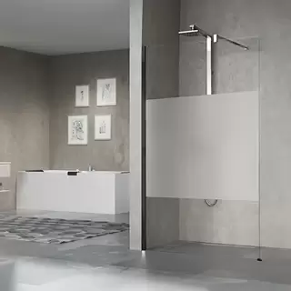 Novellini Giada H Душевое ограждение 177-178.5х205см., с свободным входом, с настенным кронштейном, стекло прозрачное, цвет: черный матовый