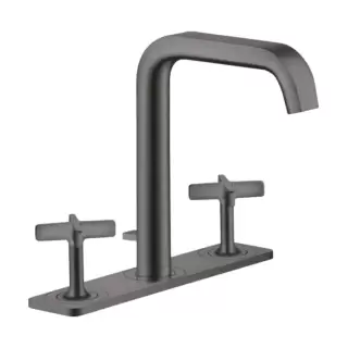 Axor Citterio E Смеситель для раковины, на 3 отв., с панелью и донным клапаном, цвет: шлифованный черный хром