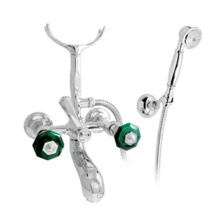 Nicolazzi Teide Chic Смеситель для ванны с 2мя ручками, с переключателем ванна/душ, + комплект руч. душа, цвет: хром